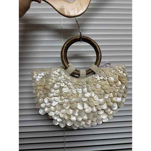 Zara Faux Mother of Pearl Appliqué Bag Purse Crossbody Bohemian Festival TikTok - Picture 2 of 8